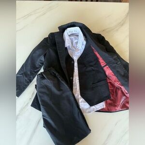 Elegant Kids' Black Suit Set with Red Lining